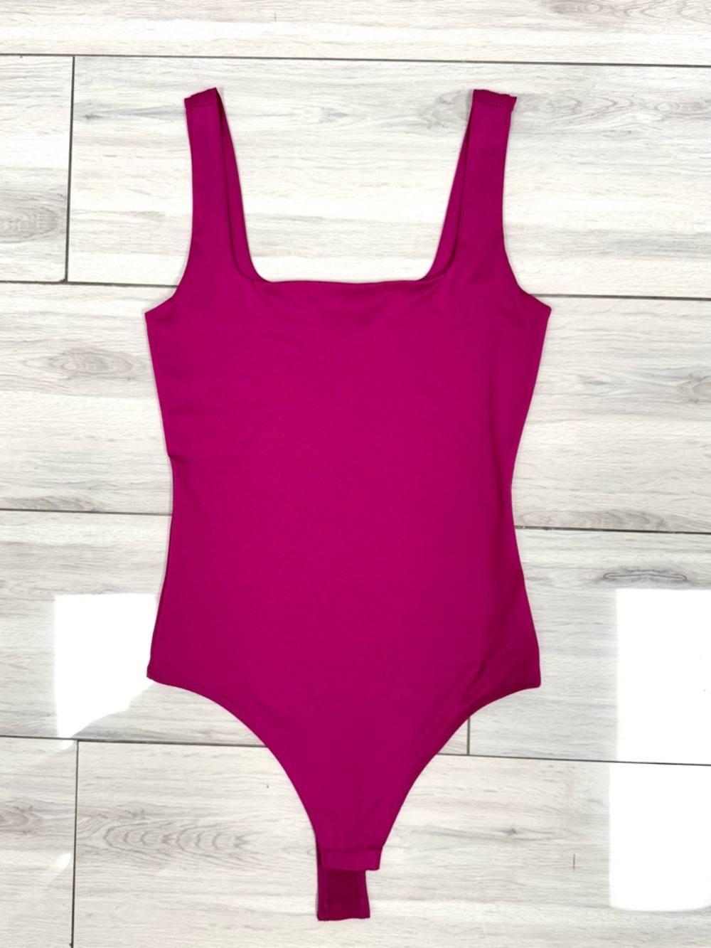 Fuchsia Scoop Neck One-Piece Bodysuit